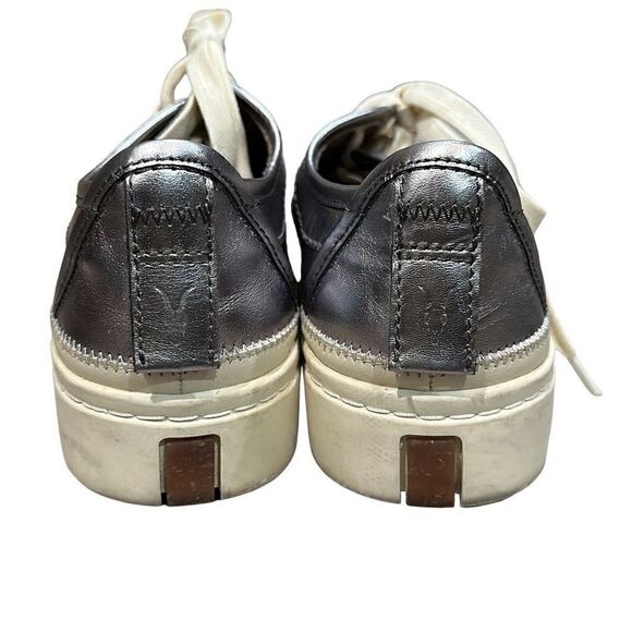 ALLSAINTS ALL SAINTS Metallic Pewter Silver Milla Leather Platform Sneakers Size - Picture 6 of 9